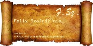 Felix Szofrónia névjegykártya